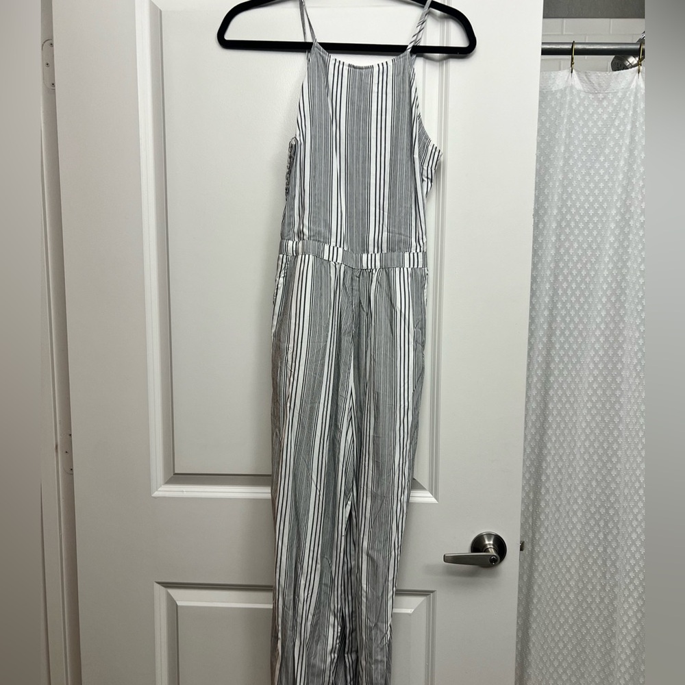Blue and white striped jumpsuit from Hollister